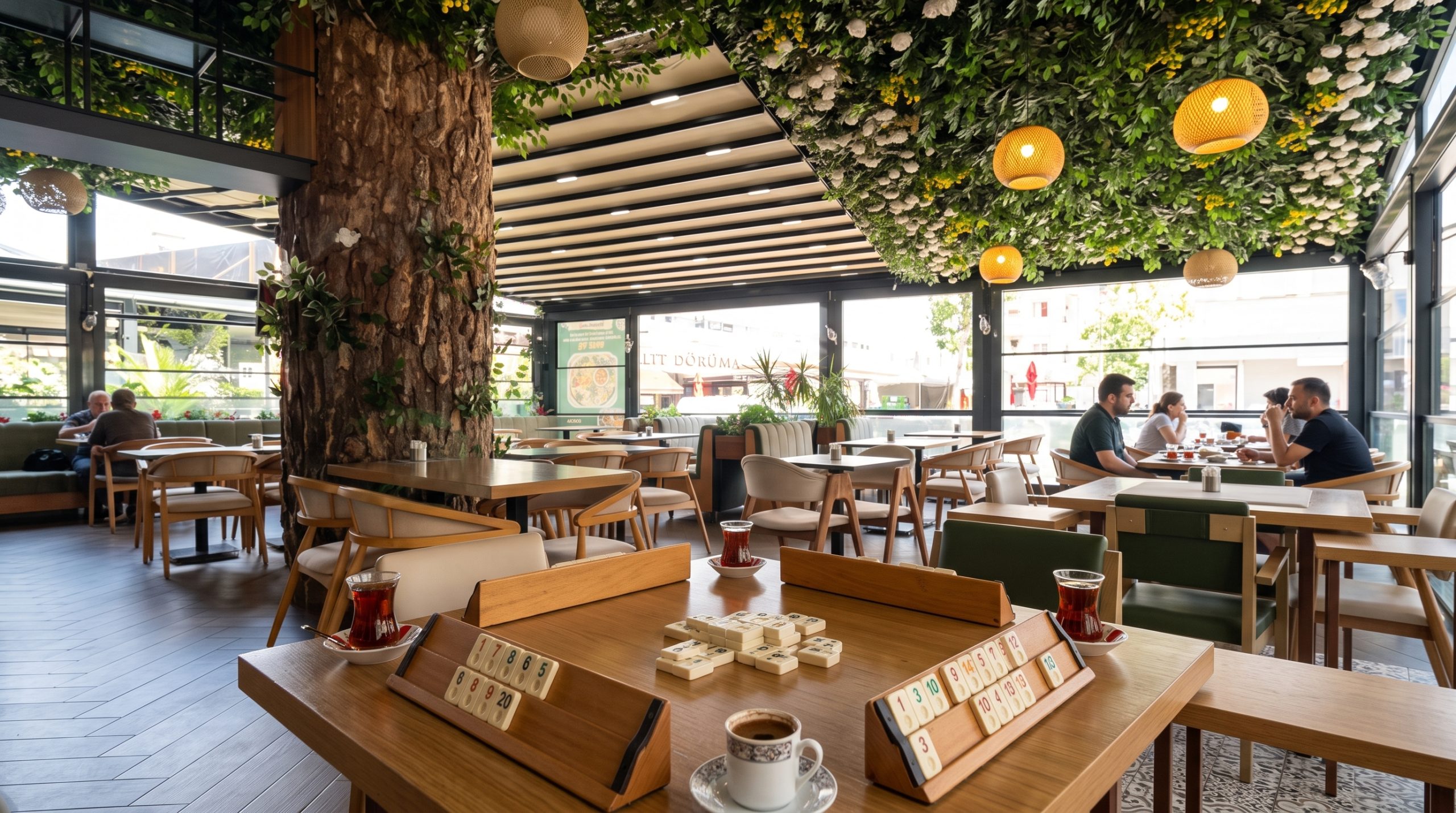İdealtepe Holly Hola Coffee’de çay ve kahve eşliğinde okey masası